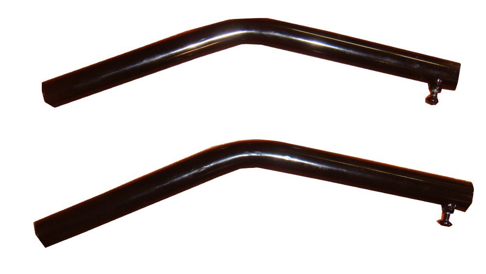 Kaksi kaarevaa metalliputkea, kiinnitys.